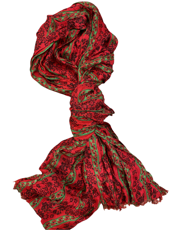 Schal mit  schmalen Streifen rot