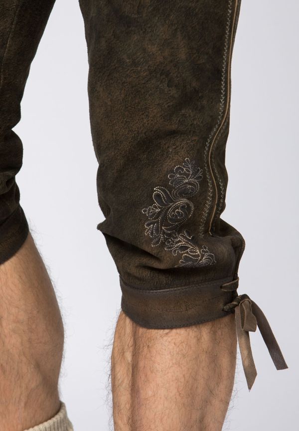 Lederhose 3/4 Reißverschluß und Gürtel 52