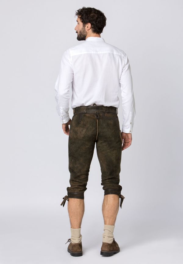 Lederhose 3/4 Reißverschluß und Gürtel 52