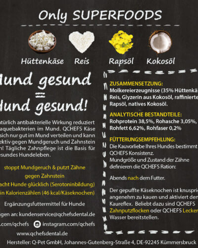 QCHEFS Puffed Cheese Kauknochen für Hunde 3Stk / 72g - Zahnpflege