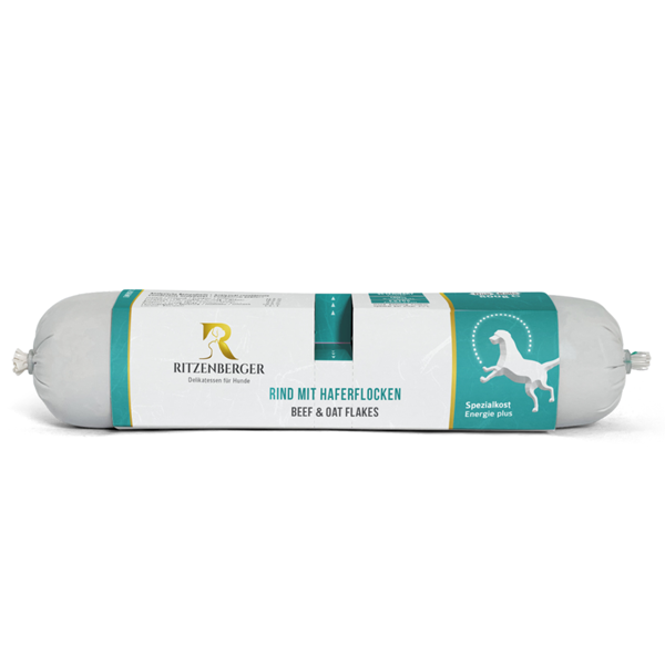Ritzenberger Spezialkost Energie Rind mit Haferflocken 2x400g Duo-Rolls - Hundefutter Menü
