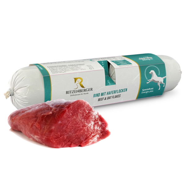 Ritzenberger Spezialkost Energie Rind mit Haferflocken 2x400g Duo-Rolls - Hundefutter Menü