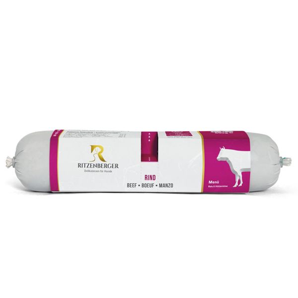 Ritzenberger Hunde Menü Rind mit Reis & Hüttenkäse 2x400g Duo-Rolls 
