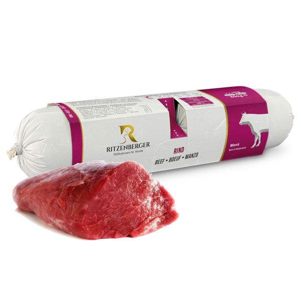 Ritzenberger Hunde Menü Rind mit Reis & Hüttenkäse 2x400g Duo-Rolls 