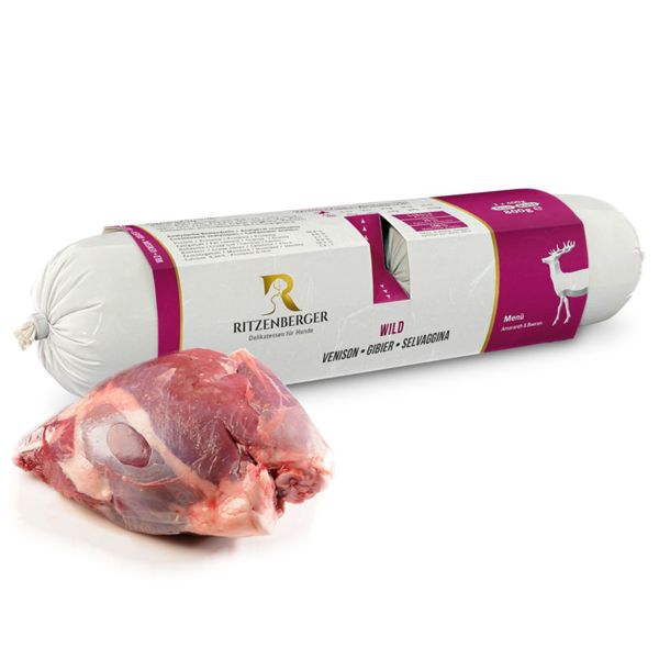 Ritzenberger Hunde Menü Wild mit Amaranth & Beeren 2x400g Duo-Rolls 