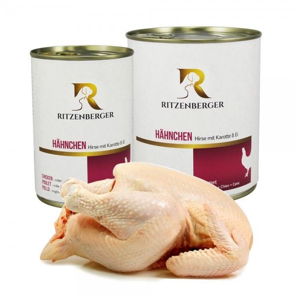 Ritzenberger Dose Hähnchen mit Hirse & Ei 800g - Hundefutter Menü