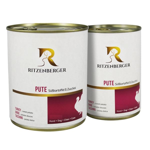 Ritzenberger Dose Pute mit Süßkartoffel & Zucchini 800g - Hundefutter Menü