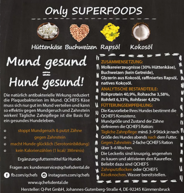 QCHEFS Mminis für Hunde 65g - Zahnpflege