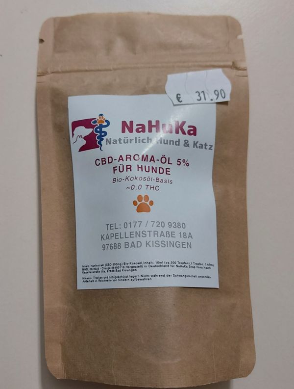 NaHuKa Premium CBD-Öl 5% für Hunde 10ml - BIO mit hohem Reinheitsgrad