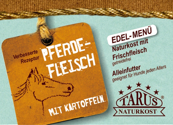Tarus Naturkost Hund - Edel Menü Dose: Pferdefleisch mit Kartoffeln 800g
