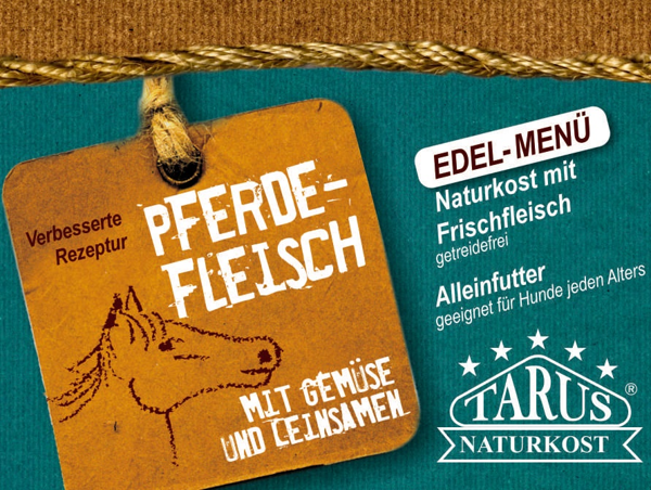 Tarus Naturkost Hund - Edel Menü Dose: Pferdefleisch mit Gemüse und Leinsamen 400g
