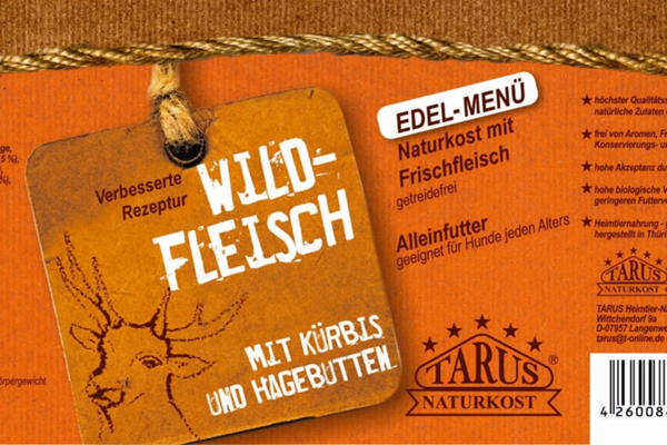 Tarus Naturkost Hund - Edel Menü Dose: Wildfleisch mit Kürbis & Hagebutte 400g
